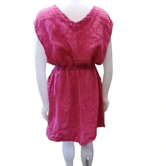 Anna Melani 100%  Linen Pink Pinstripe Sleeveless Mini Dress Size 3X - Picture 3 of 11